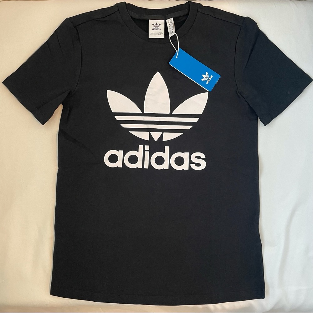 Adidas black trefoil tee NWT